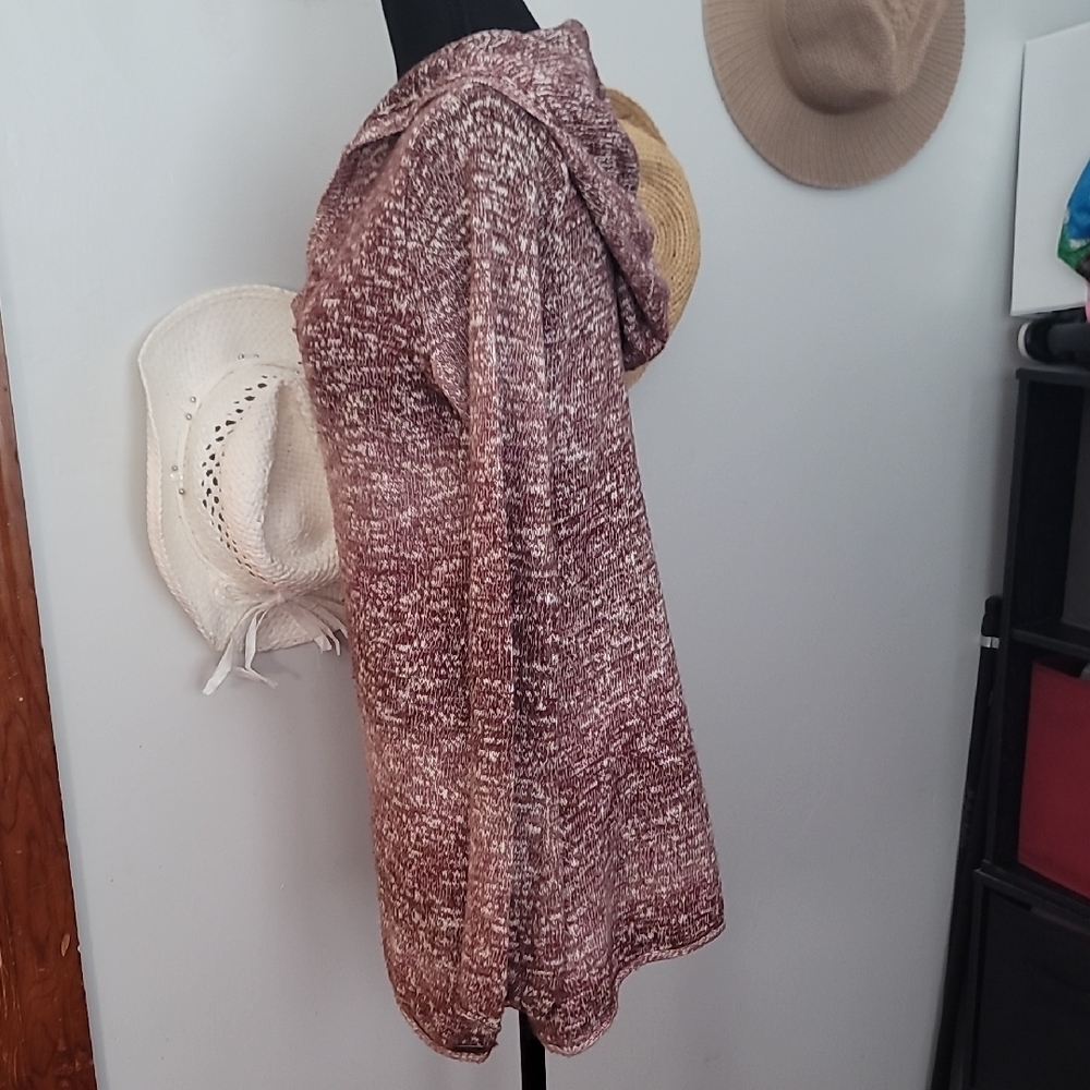 PrAna Maroon/Brown Knit Sweater With Hood - Picture 8 of 10